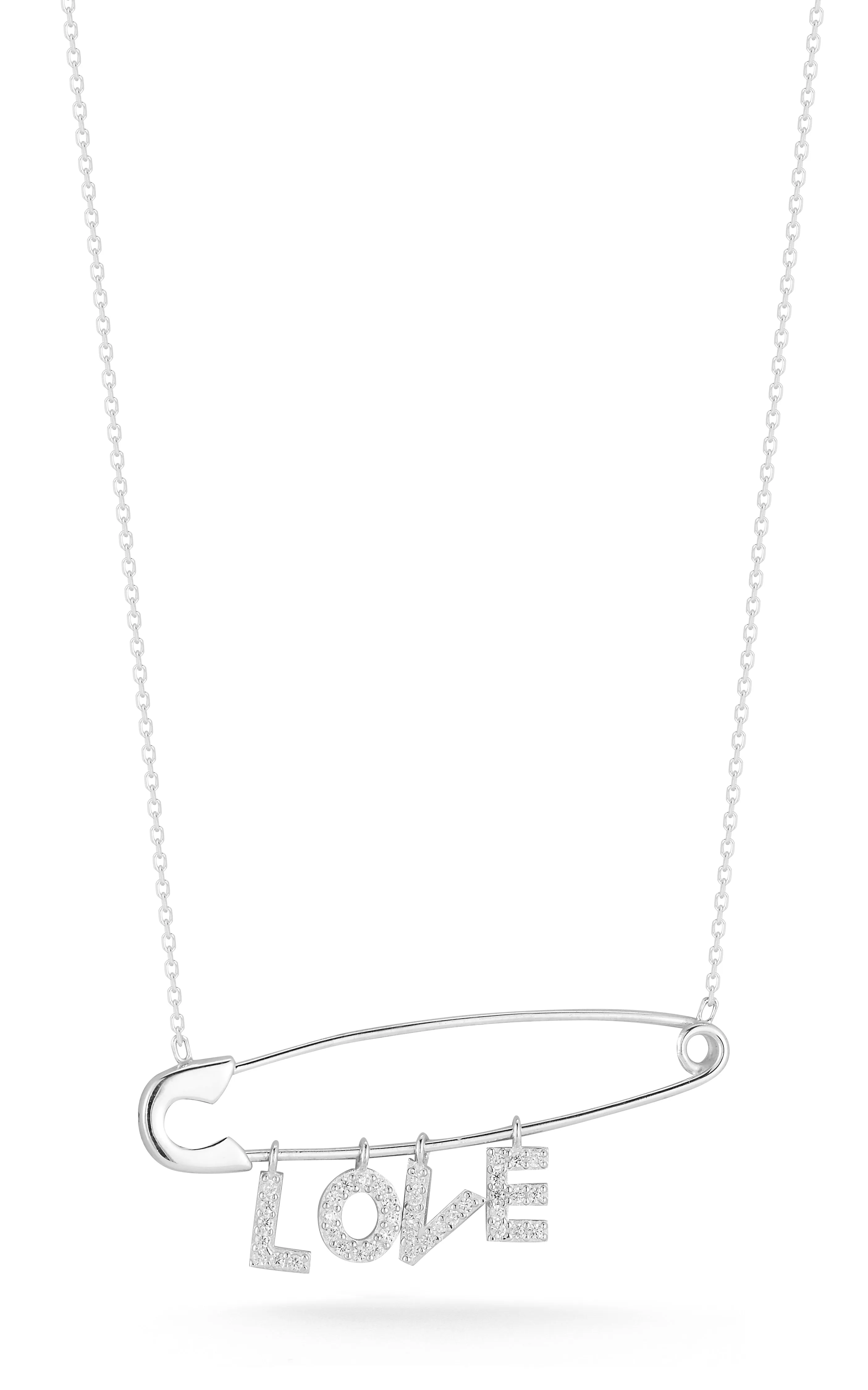 Love Safety Pin Necklace