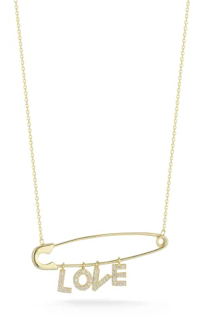 Love Safety Pin Necklace