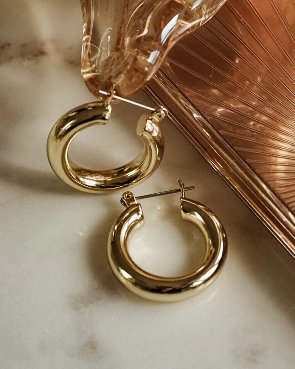 Luv Aj Baby Amalfi Tube Hoop Earrings in Polished 14k Antique Gold Plated