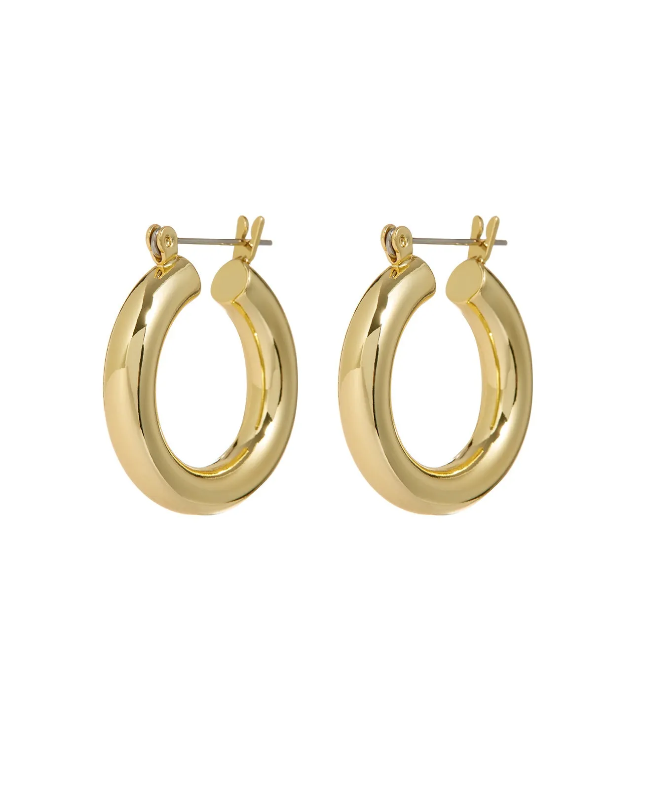 Luv Aj Baby Amalfi Tube Hoop Earrings in Polished 14k Antique Gold Plated