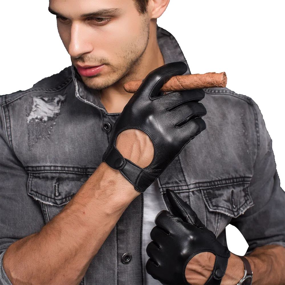 Men Luxury Motorcycle Driving Gloves Classic Leather Gloves Unlined