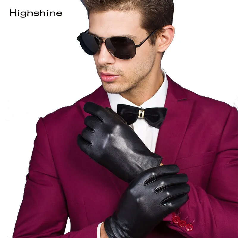 Men's Lambskin Leather Gloves With Button