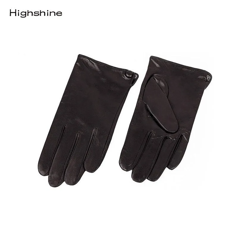 Men's Lambskin Leather Gloves With Button