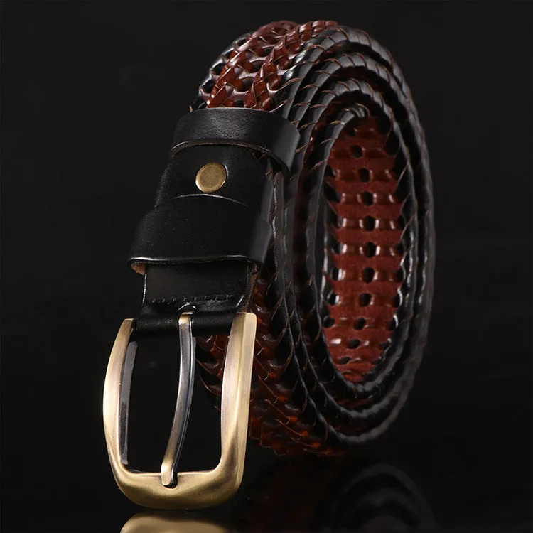 Men's Leather Belt Hand-Woven Korean Casual Versatile Simple Trendy Pant Belt