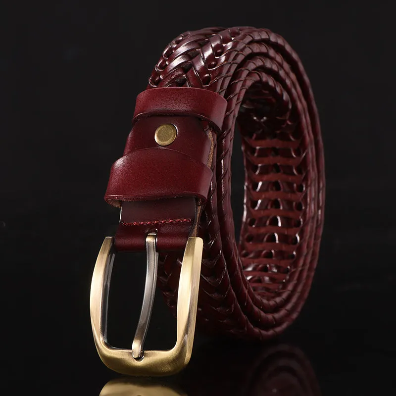 Men's Leather Belt Hand-Woven Korean Casual Versatile Simple Trendy Pant Belt