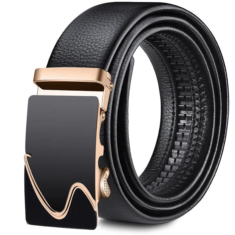 Men's Leather Belt Soft Leather Automatic Buckle Casual All-Matching Jeans Belt Men's Belt Belt