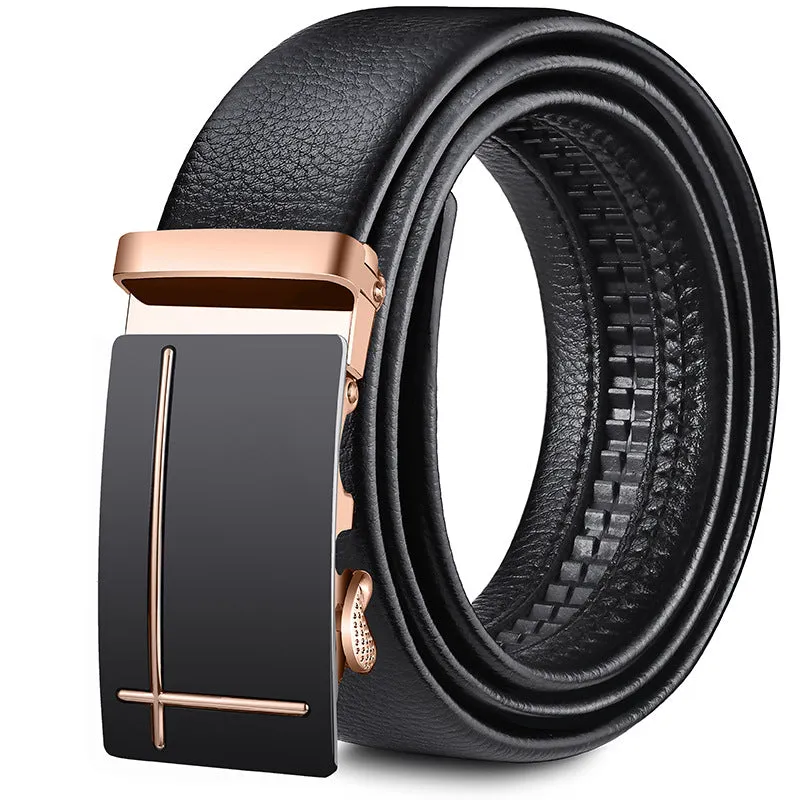 Men's Leather Belt Soft Leather Automatic Buckle Casual All-Matching Jeans Belt Men's Belt Belt