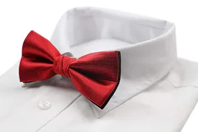 Mens Red Elegant Horizontal Stripe Patterned Bow Tie