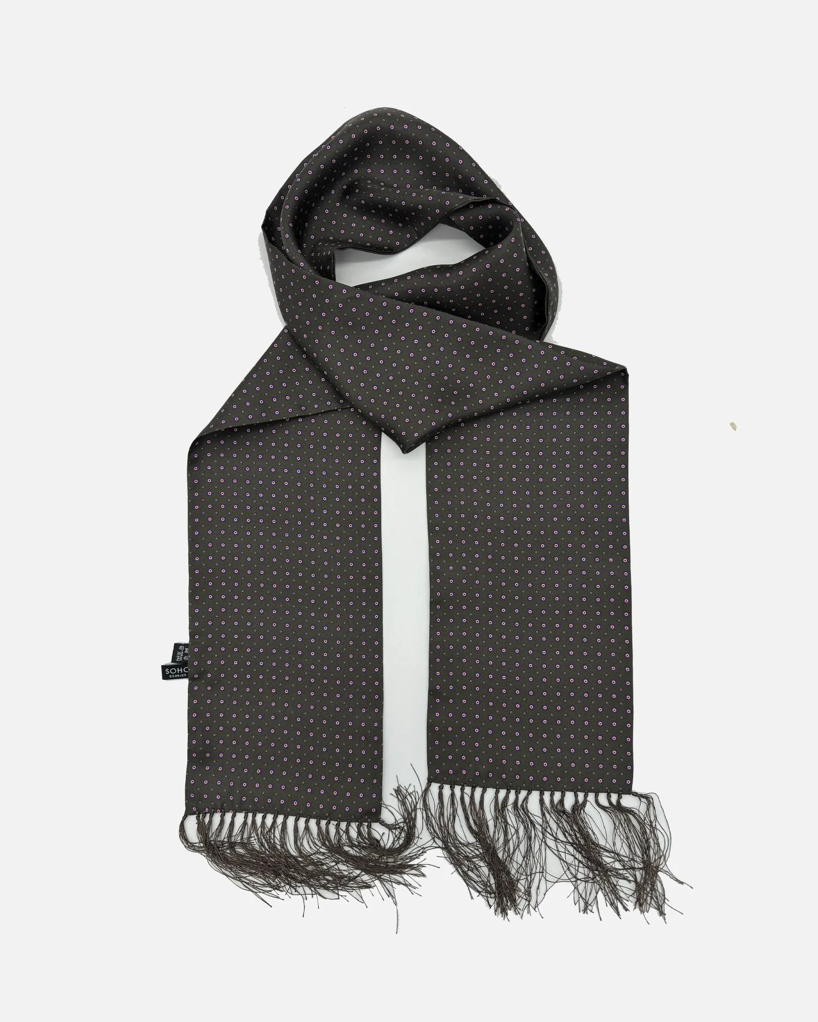 Men's Silk Aviator Scarf in Circle Pattern - The Olympia Aviator