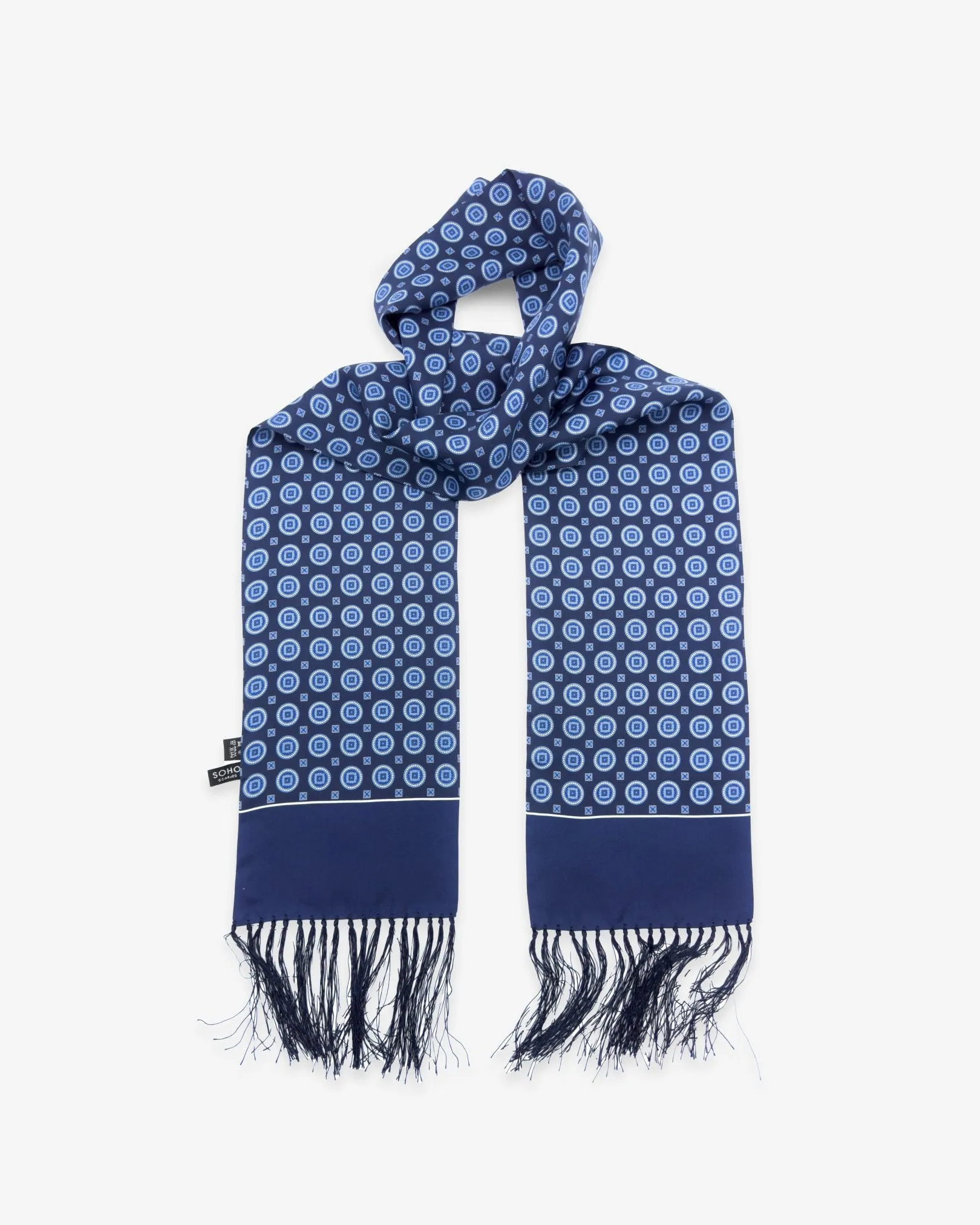 Men's Silk Aviator Scarf in Geometric Pattern - The Palm Aviator