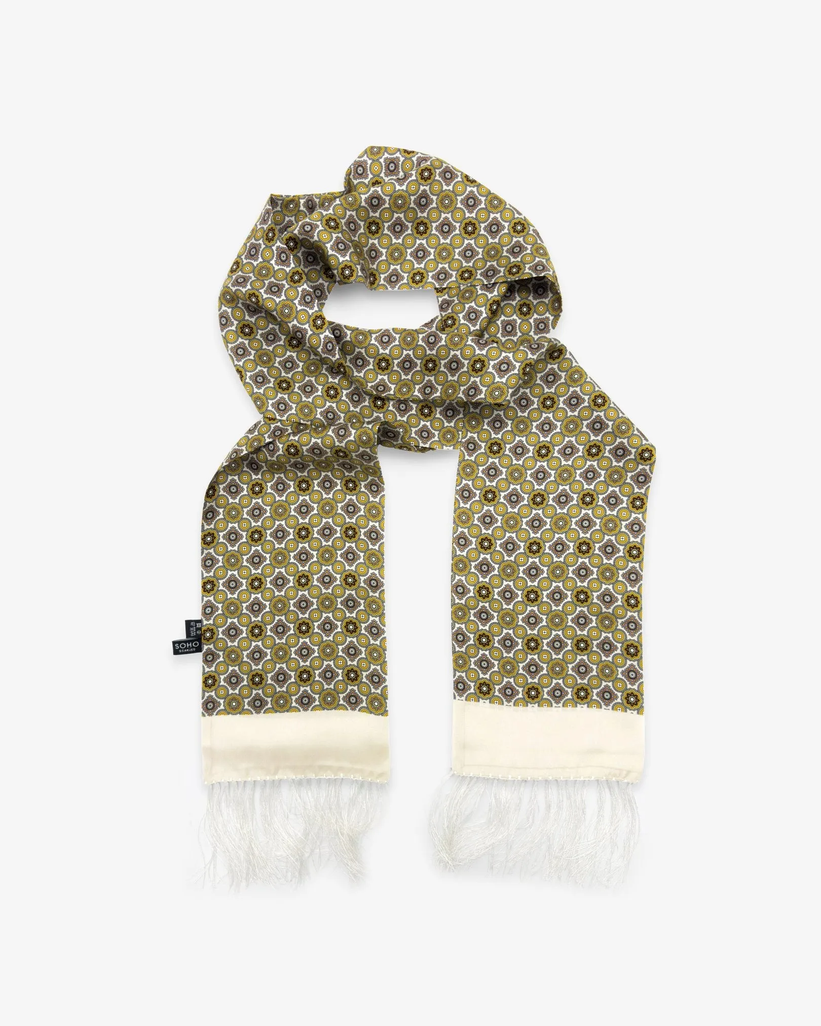 Men's Silk Aviator Scarf in Geometric Pattern - The Wenatchee Aviator