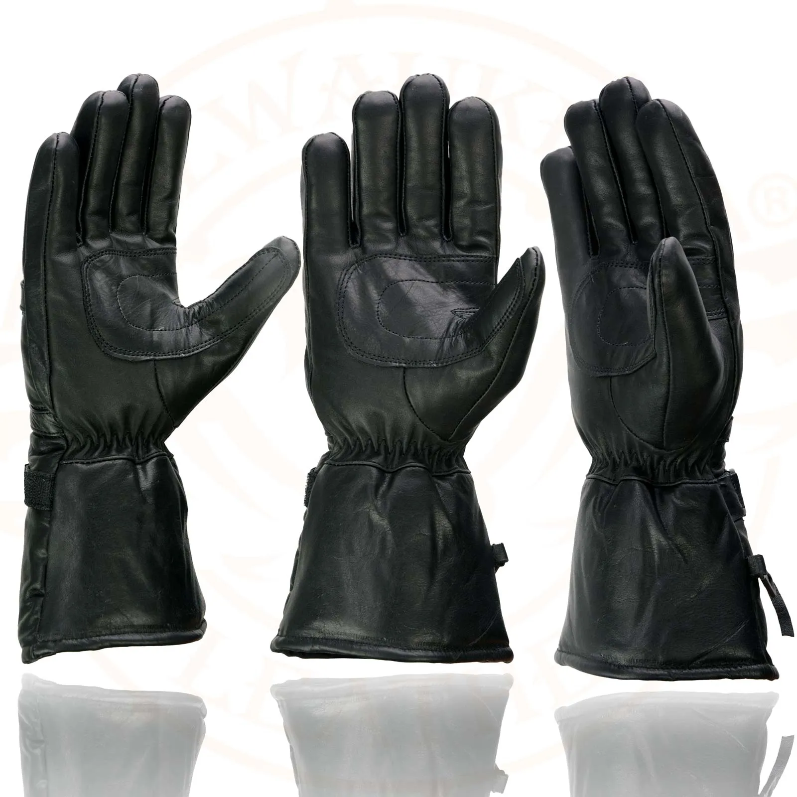 Milwaukee Leather SH231 Men's Black Leather Warm Gauntlet Motorcycle