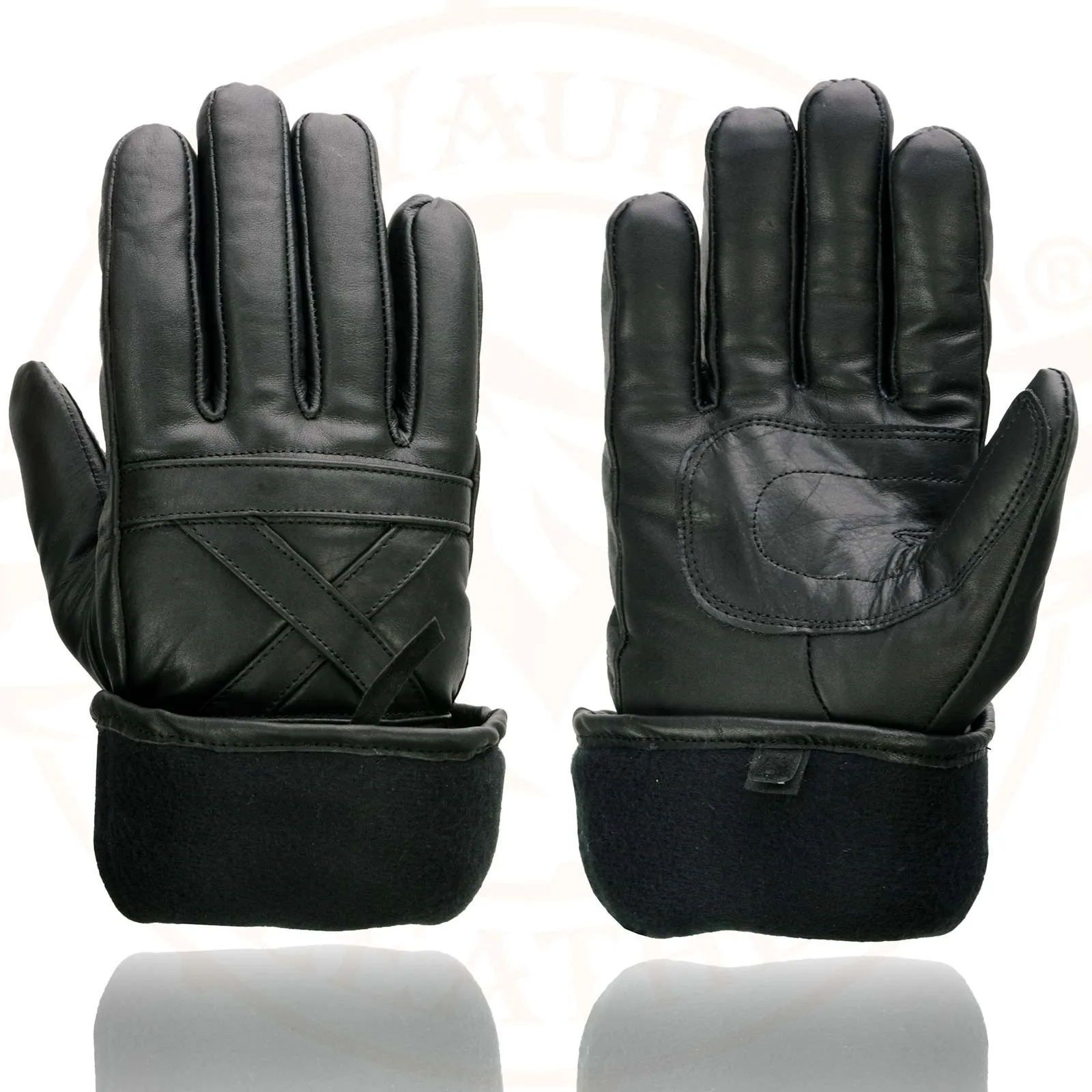 Milwaukee Leather SH231 Men's Black Leather Warm Gauntlet Motorcycle