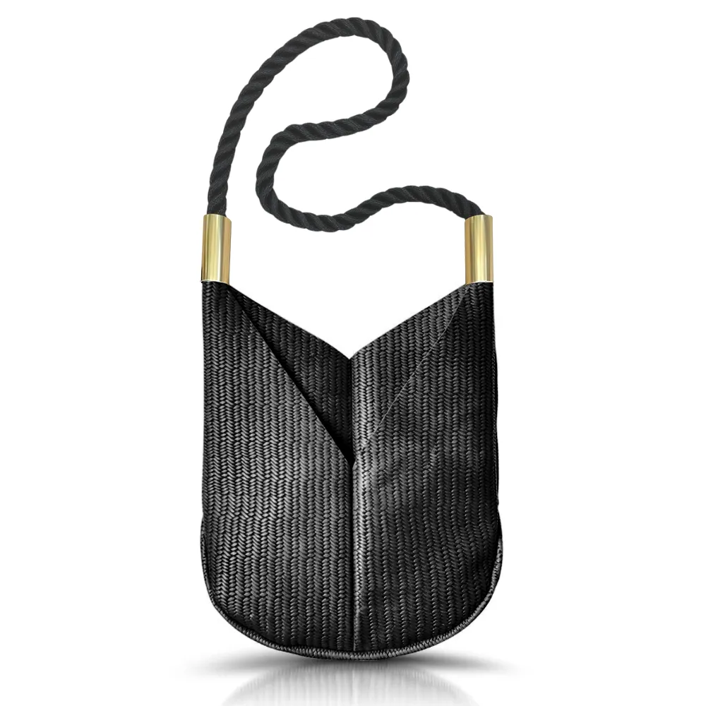 Original Wildwood Bag | Large Crossbody in Black Basketweave Leather