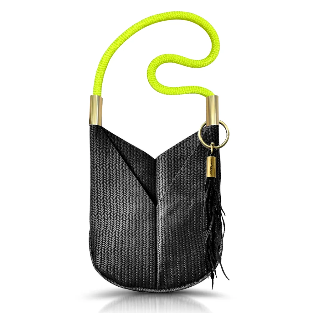 Original Wildwood Bag | Large Crossbody in Black Basketweave Leather