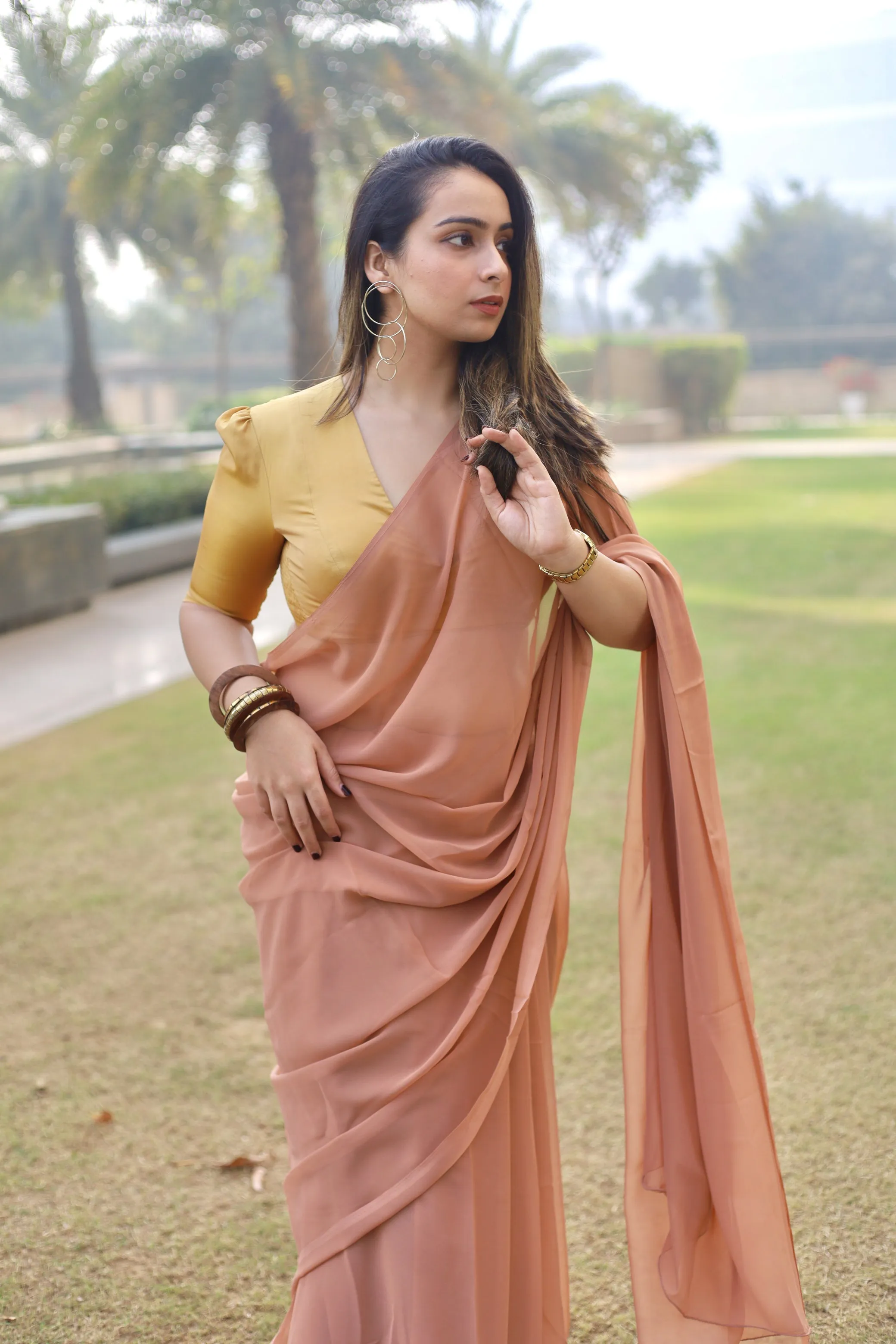 Pavani x Rozaana | Gold Art Silk Saree Blouse