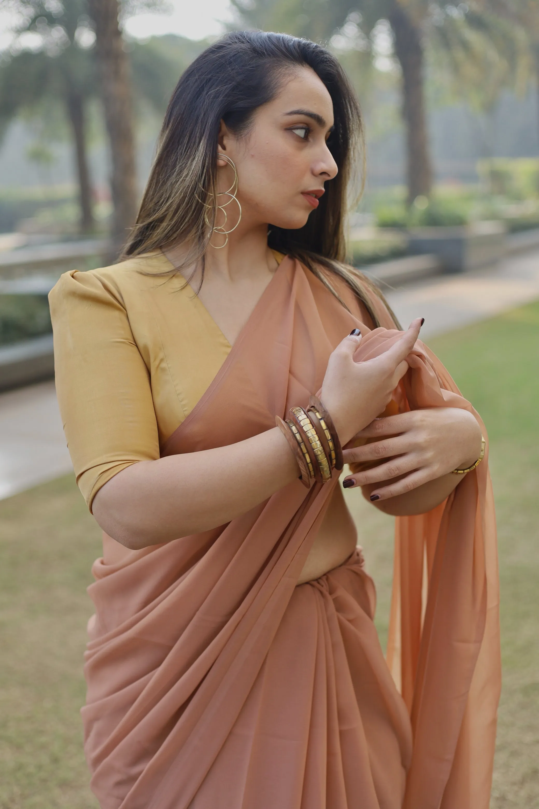 Pavani x Rozaana | Gold Art Silk Saree Blouse