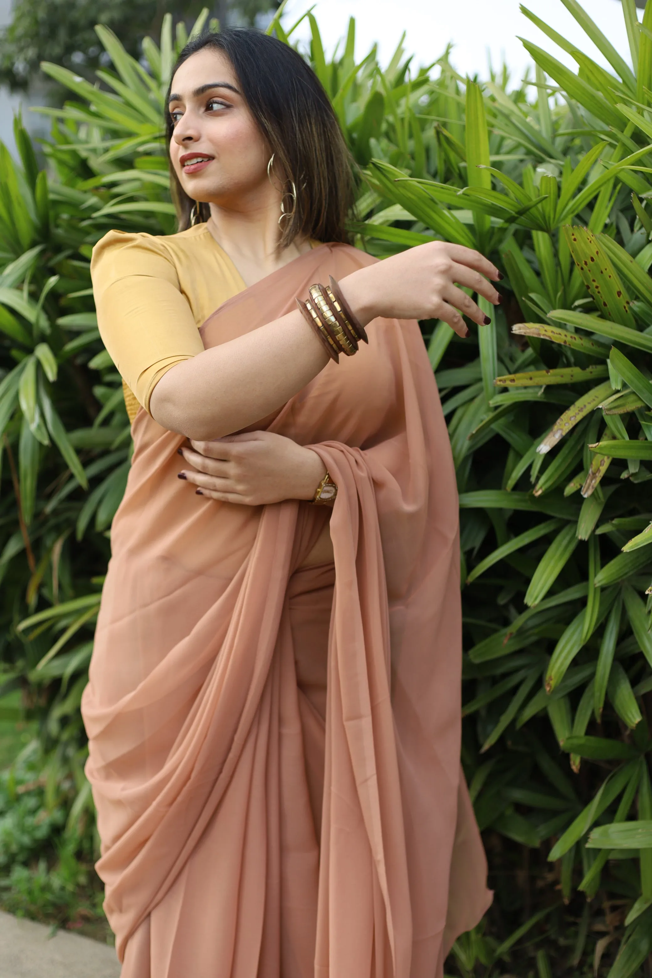 Pavani x Rozaana | Gold Art Silk Saree Blouse