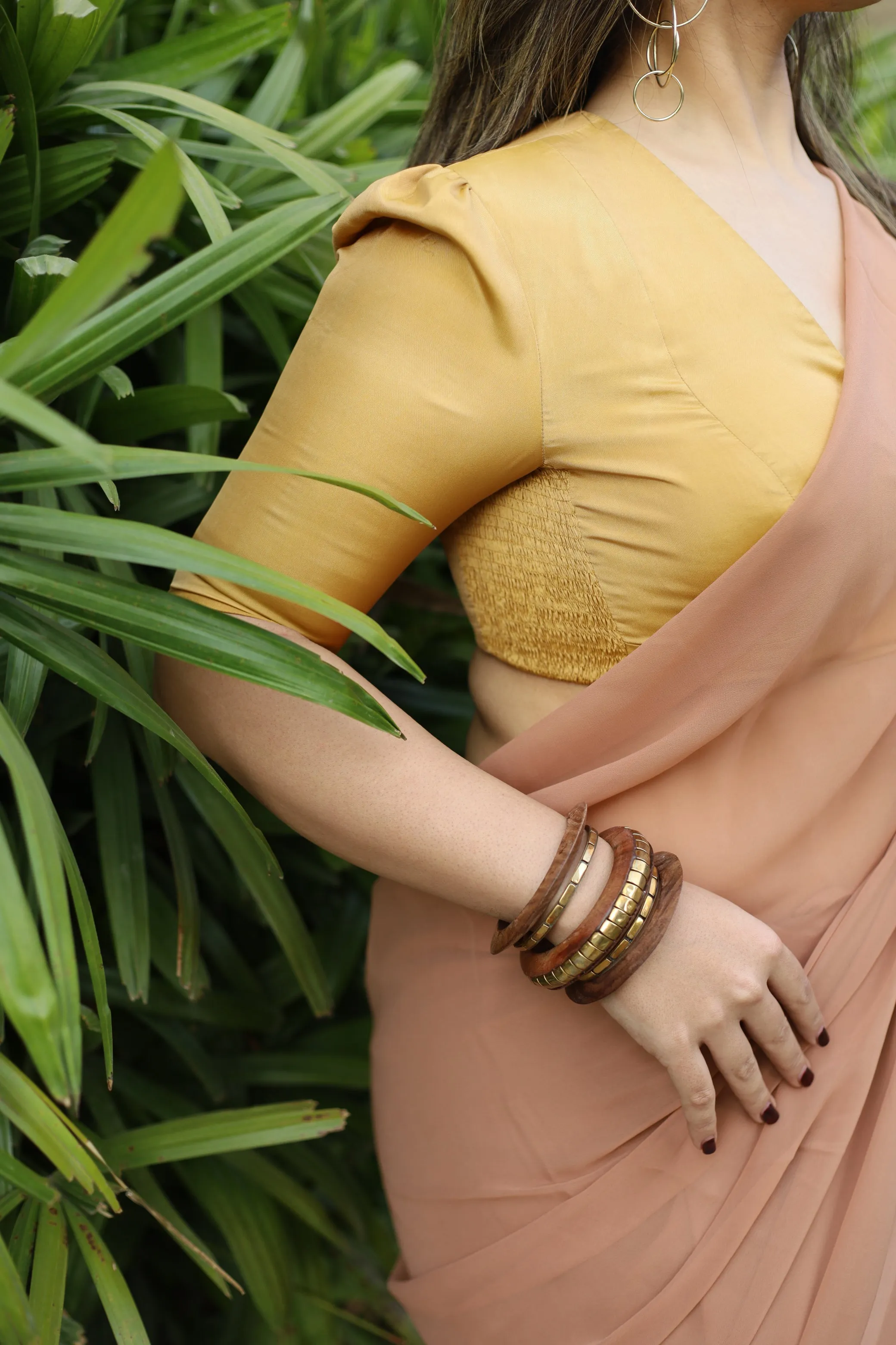 Pavani x Rozaana | Gold Art Silk Saree Blouse