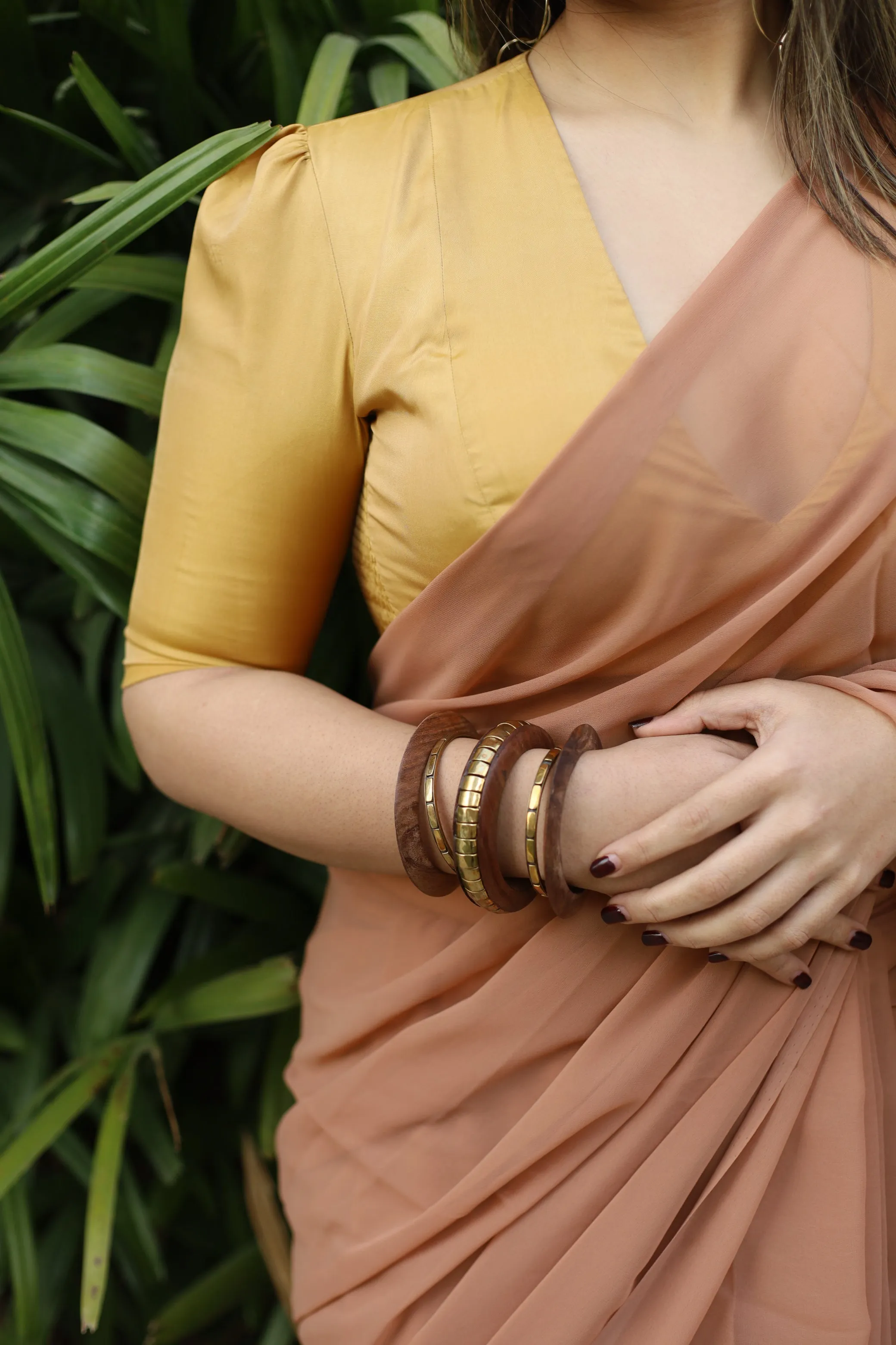 Pavani x Rozaana | Gold Art Silk Saree Blouse