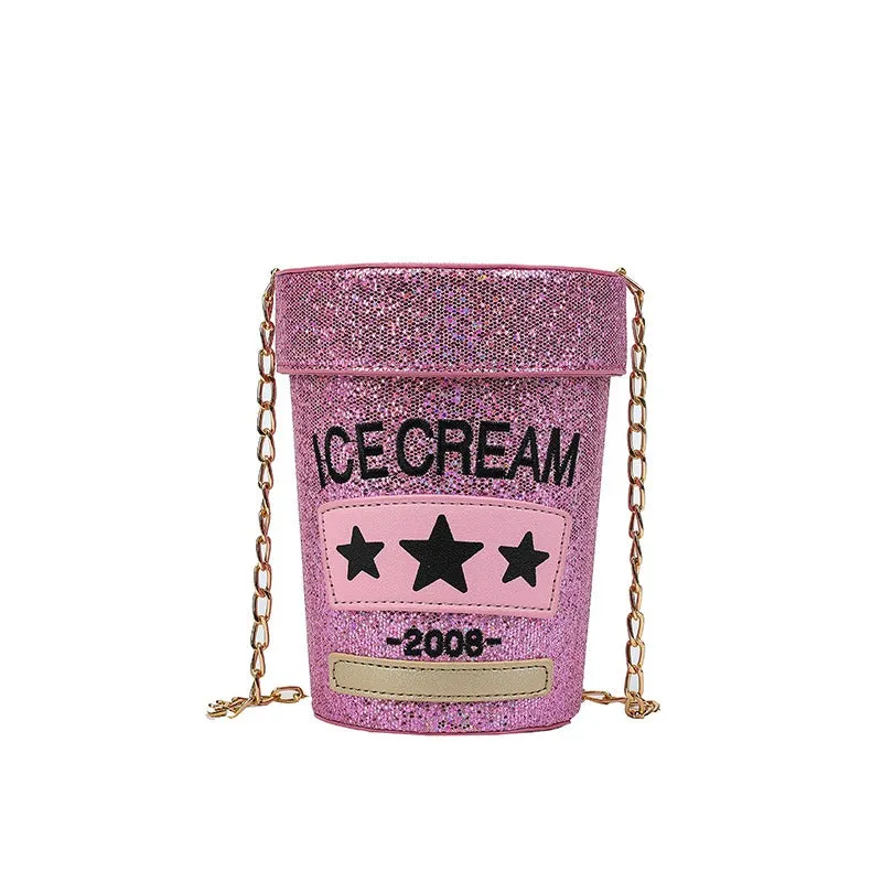 Pre Order:  Sequin Crossbody Mini Chain Bucket Bag