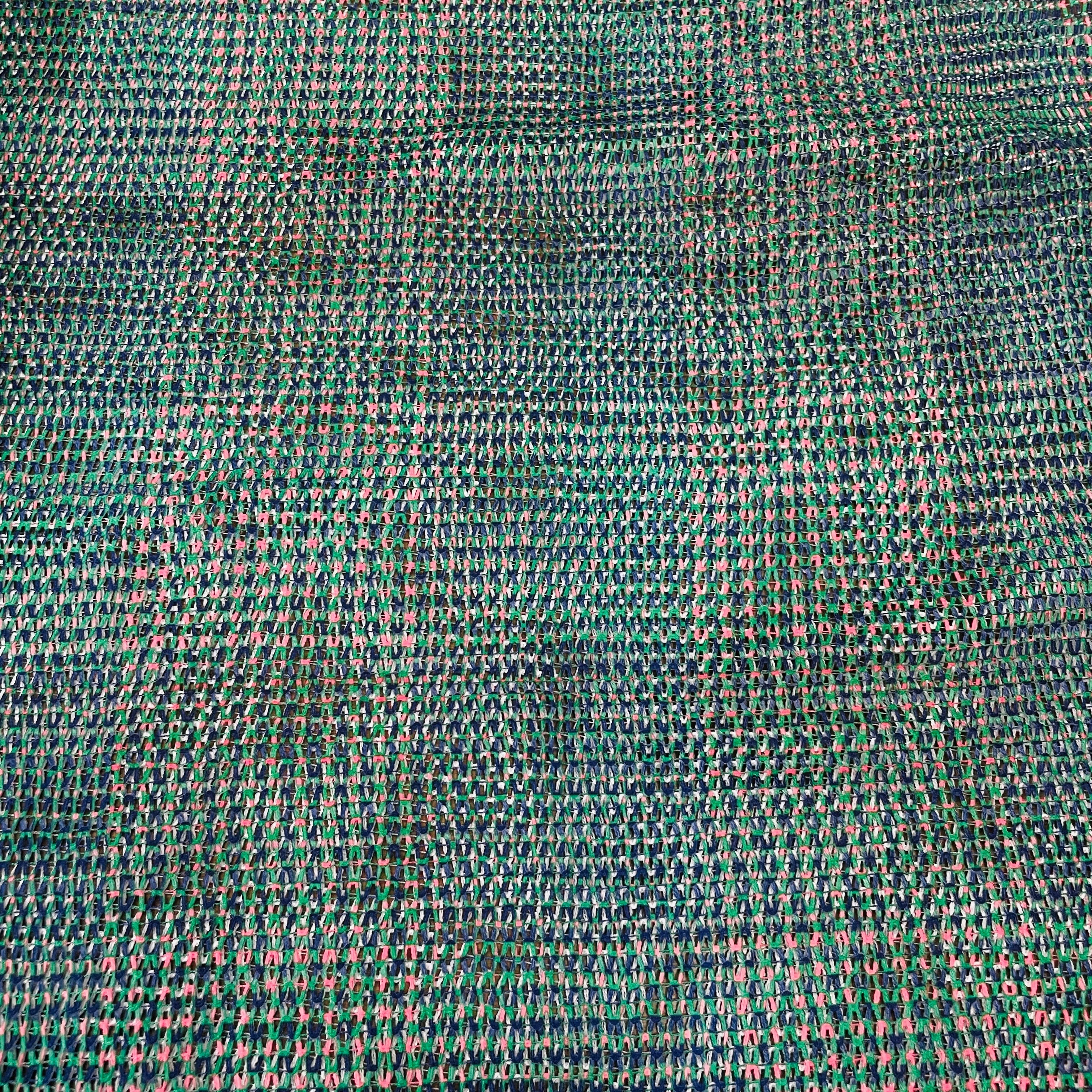 Premium  Dark Green Stripe Print Cotton Crochet Fabric