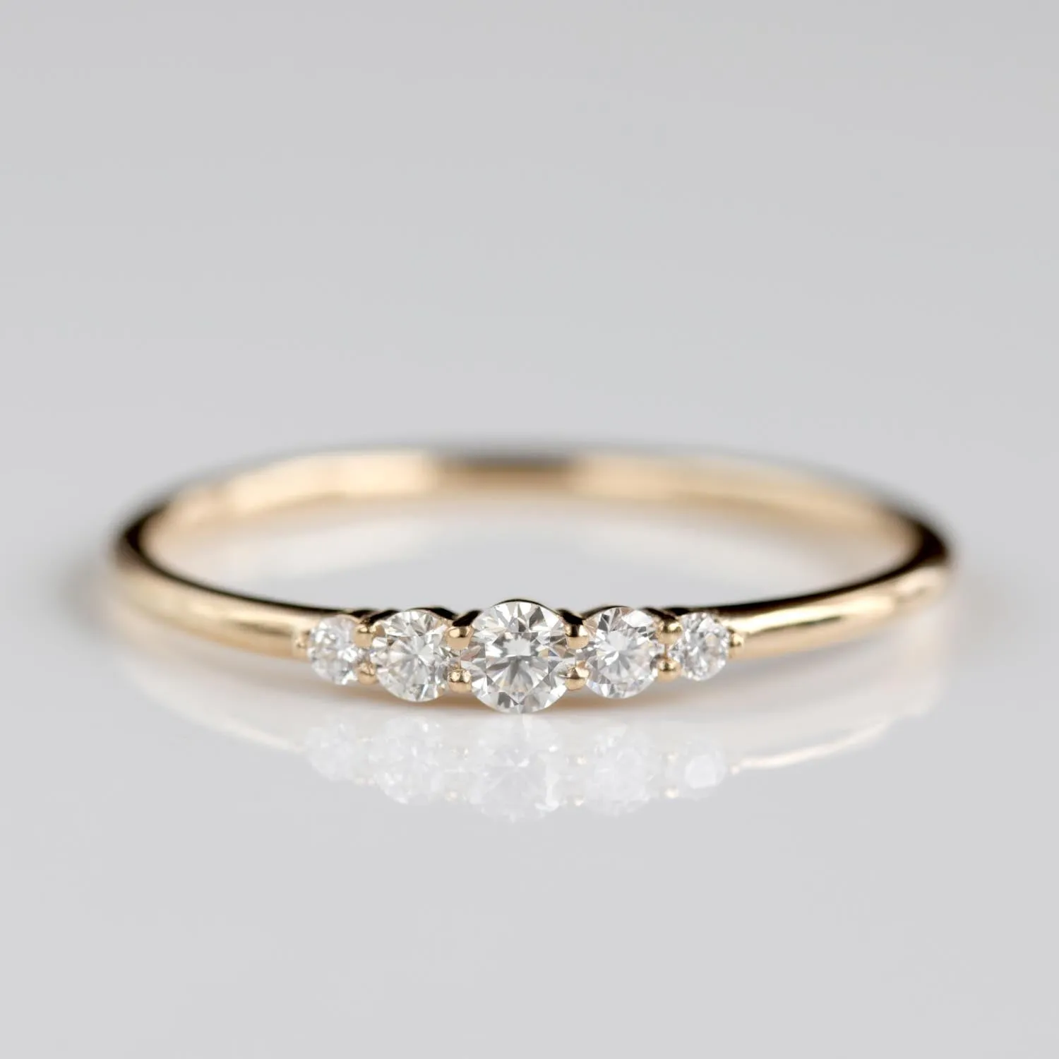 Prong-set Five Stone Stacking Ring •