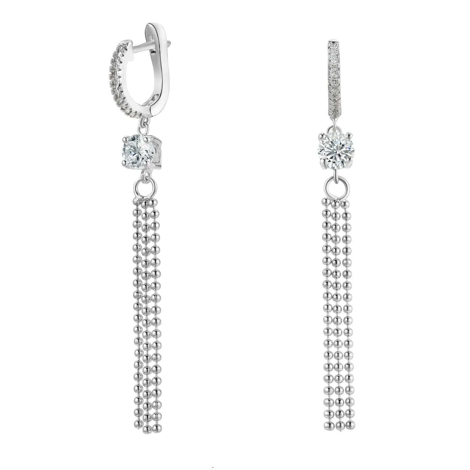 Raya 18k White Gold Plated Silver Dangle Earrings with Simulated Diamond CZ Crystals