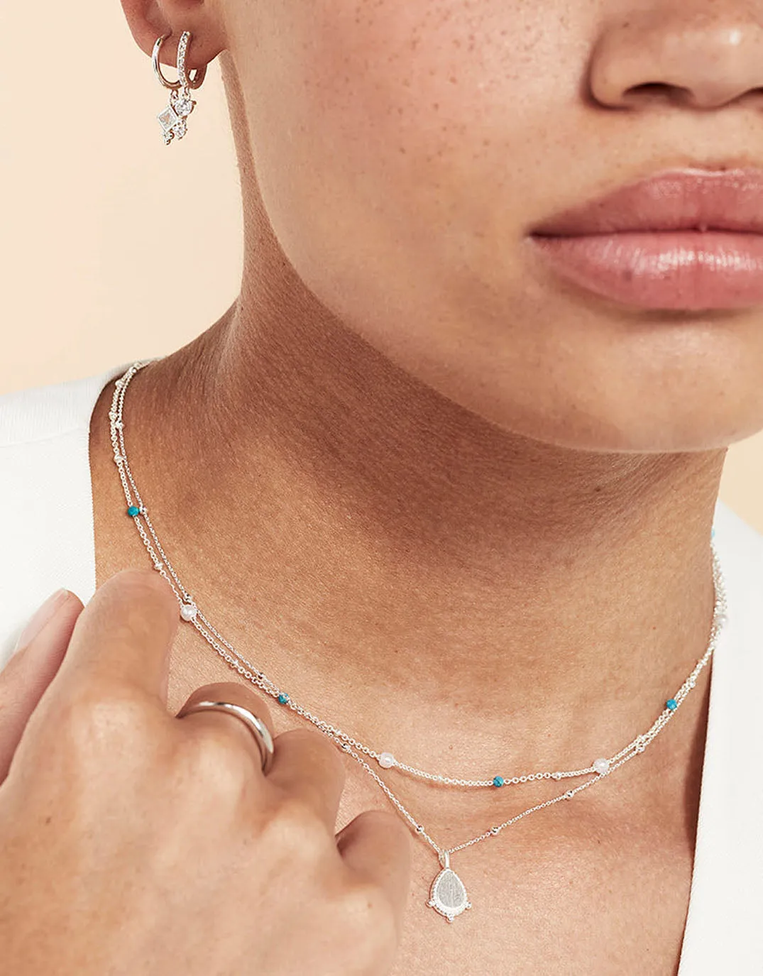 Rosa Necklace - Silver Turquoise