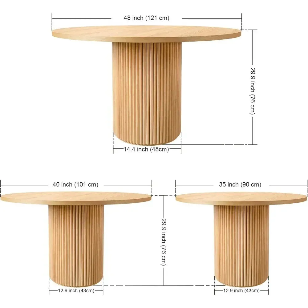 Round Dining,Pedestal Kitchen Table Farmhouse Dinner Table,Modern Kitchen Table with Solid Wood Base for Dining Room Only Table