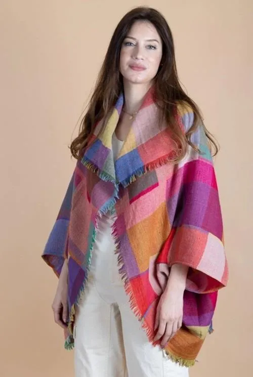 Saachi Plaid Poncho #807398