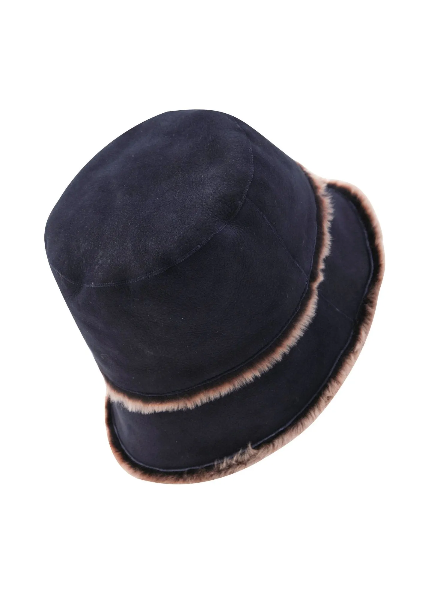 Sandy Women's Shearling Bucket Winter Hat - Navy Blue