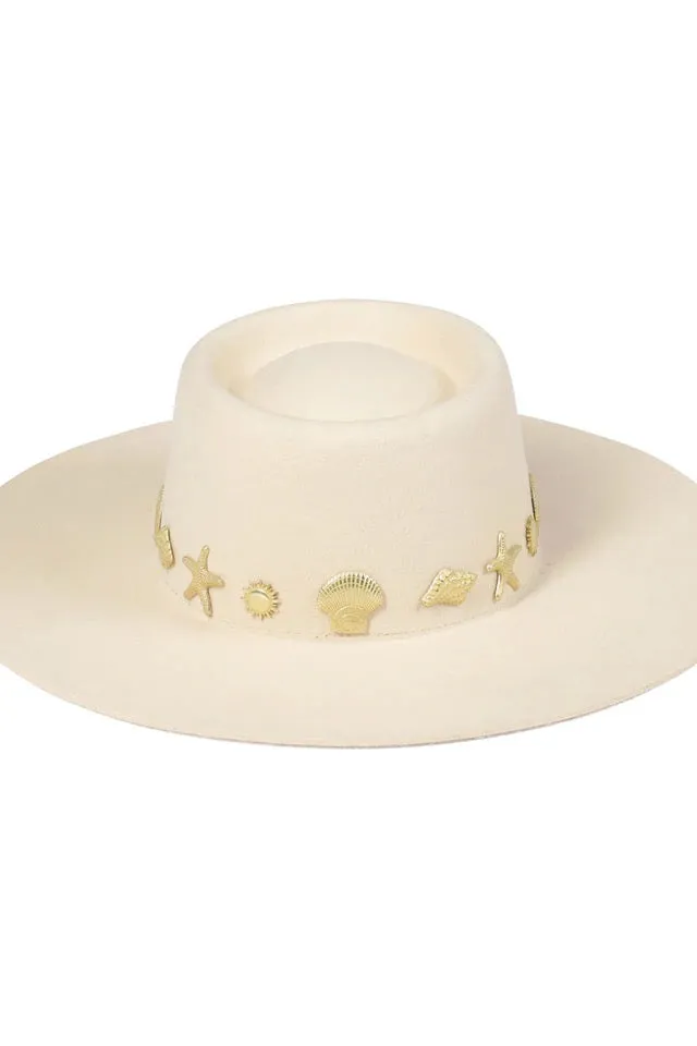 Seaside Boater Hat - Ivory/Gold