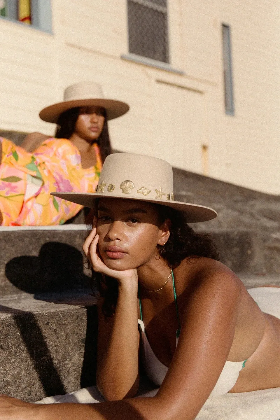 Seaside Boater Hat - Ivory/Gold