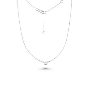 Solitaire Diamond Chain Necklace (0.40 ct.) Bezel Set in 14K Gold