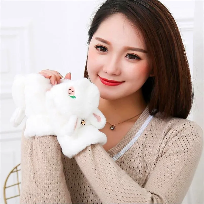 Strawbunny Plush Mittens