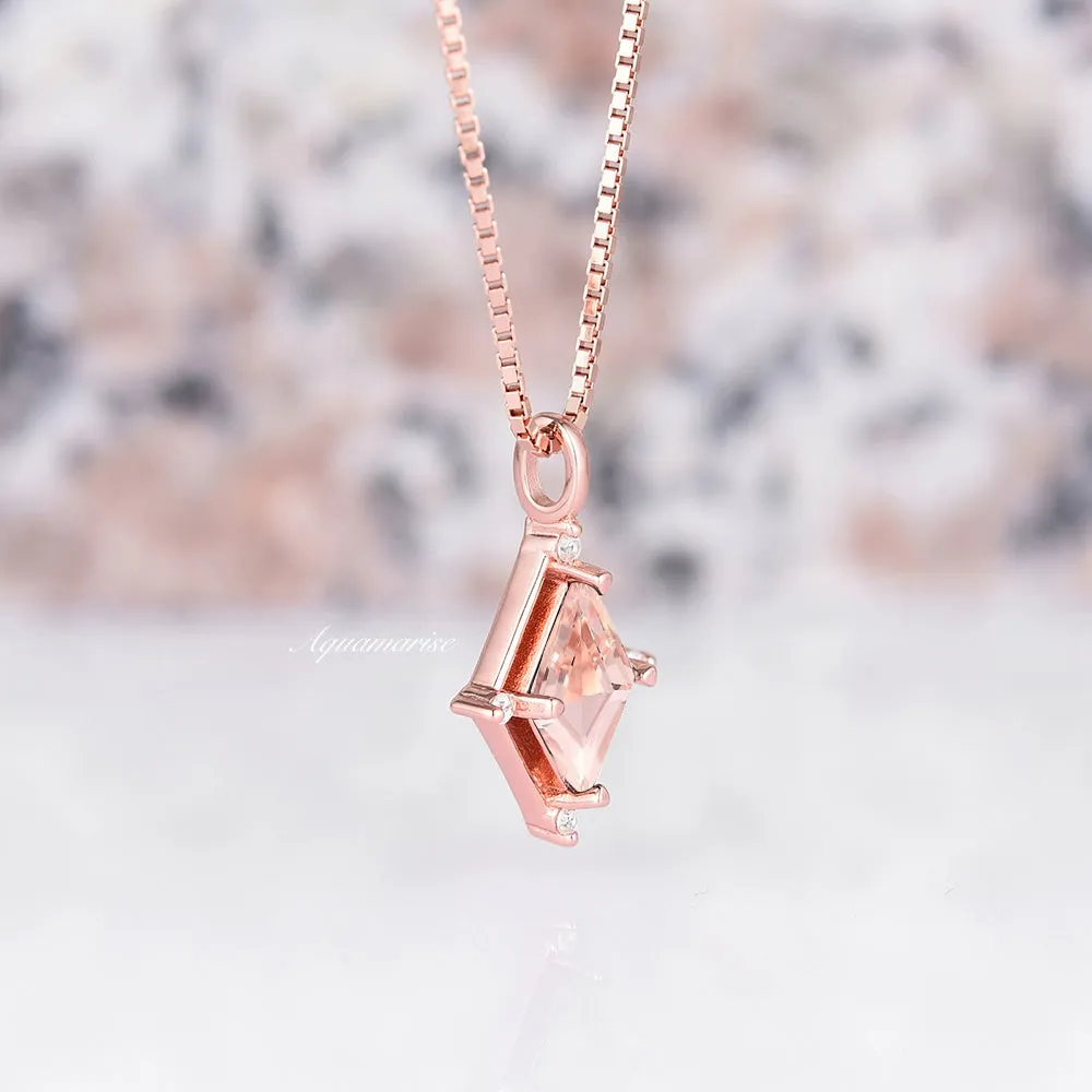 Unique Kite Morganite Necklace- 14K Rose Gold Vermeil