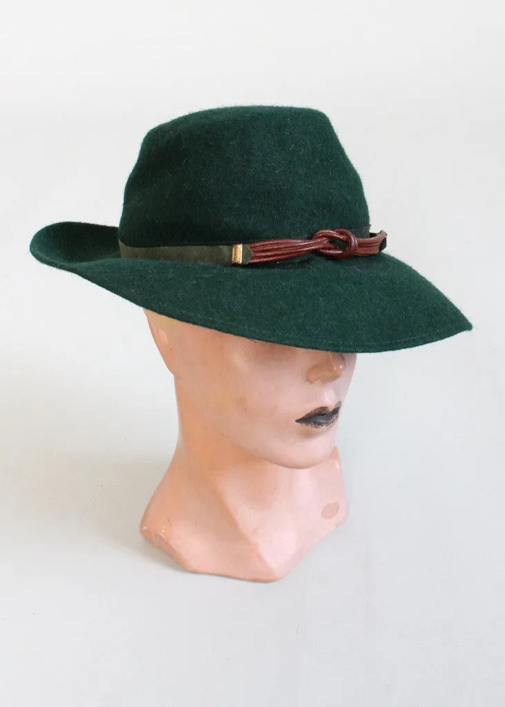 Vintage 1940s Green Wool Fedora Hat