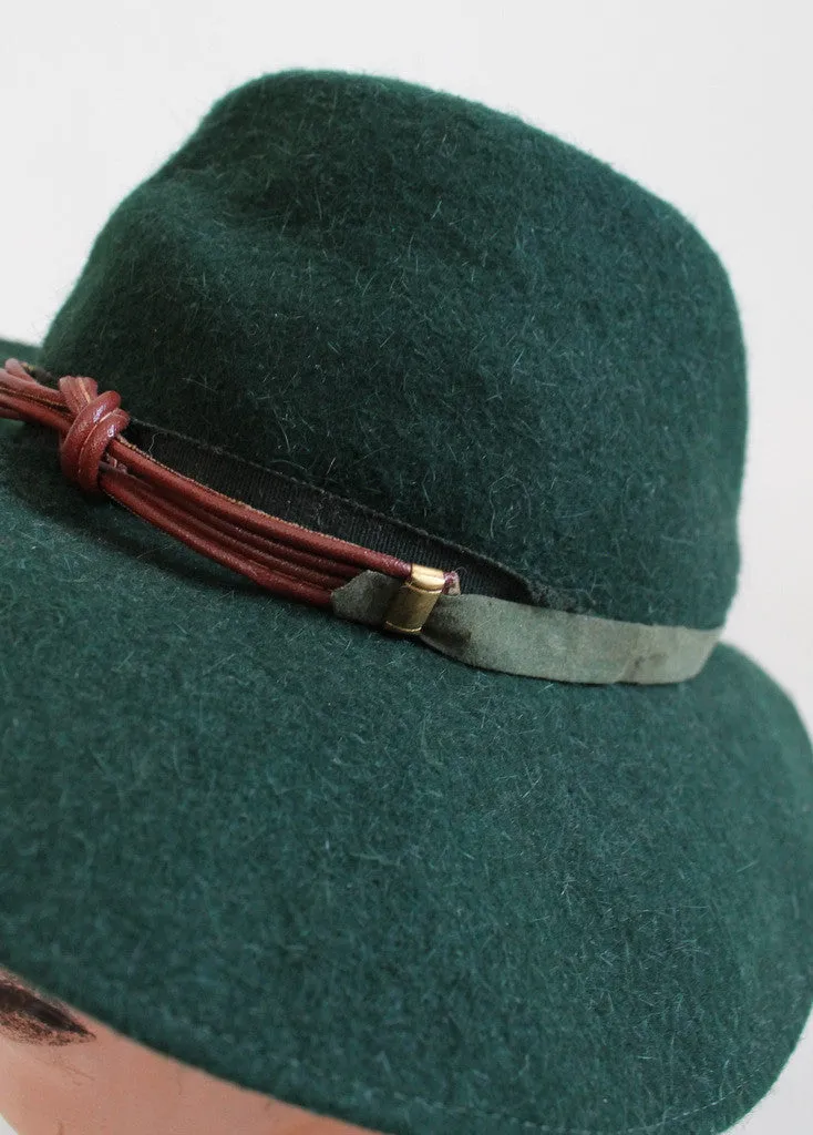 Vintage 1940s Green Wool Fedora Hat