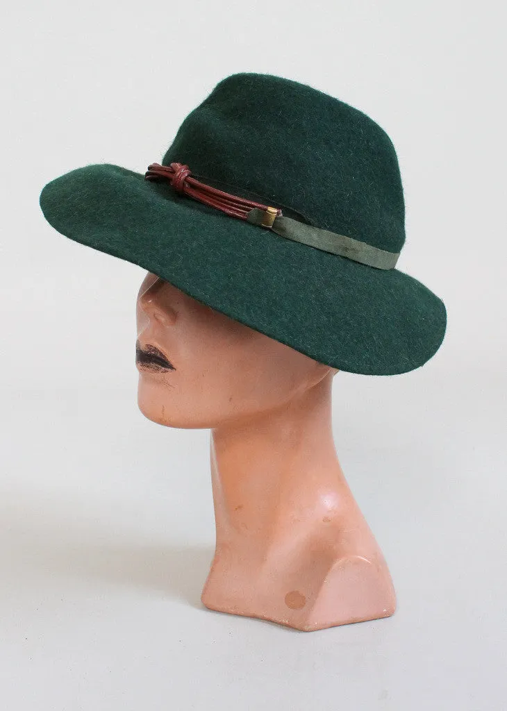 Vintage 1940s Green Wool Fedora Hat