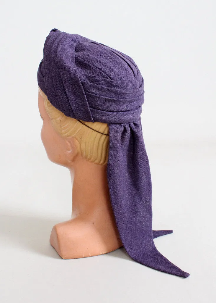 Vintage 1940s Purple Turban Tilt Hat