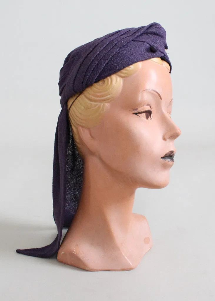 Vintage 1940s Purple Turban Tilt Hat