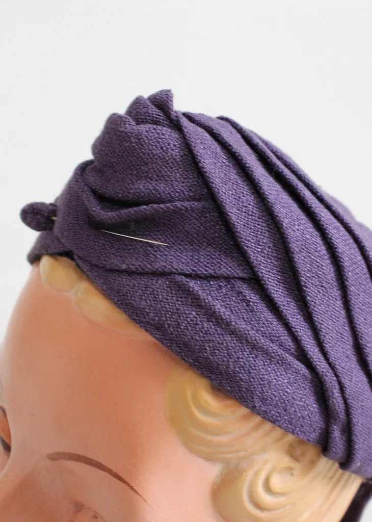 Vintage 1940s Purple Turban Tilt Hat