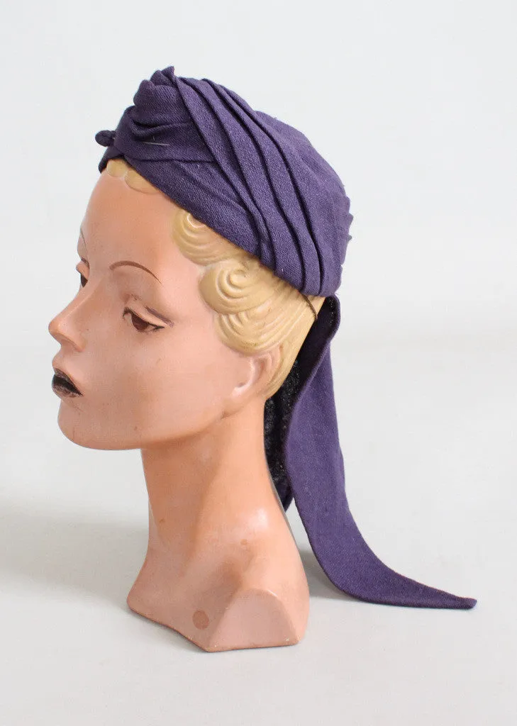 Vintage 1940s Purple Turban Tilt Hat