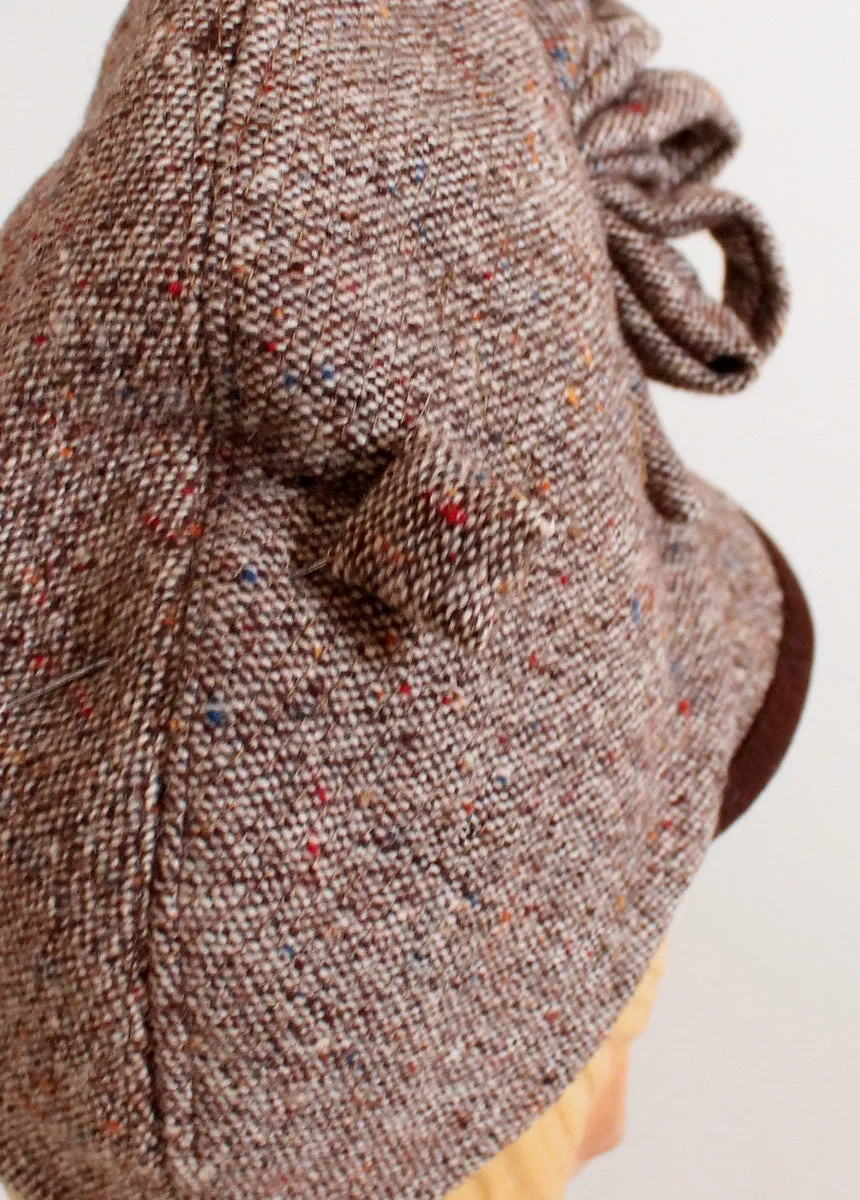 Vintage 1940s Tweed Pointed Tilt Hat