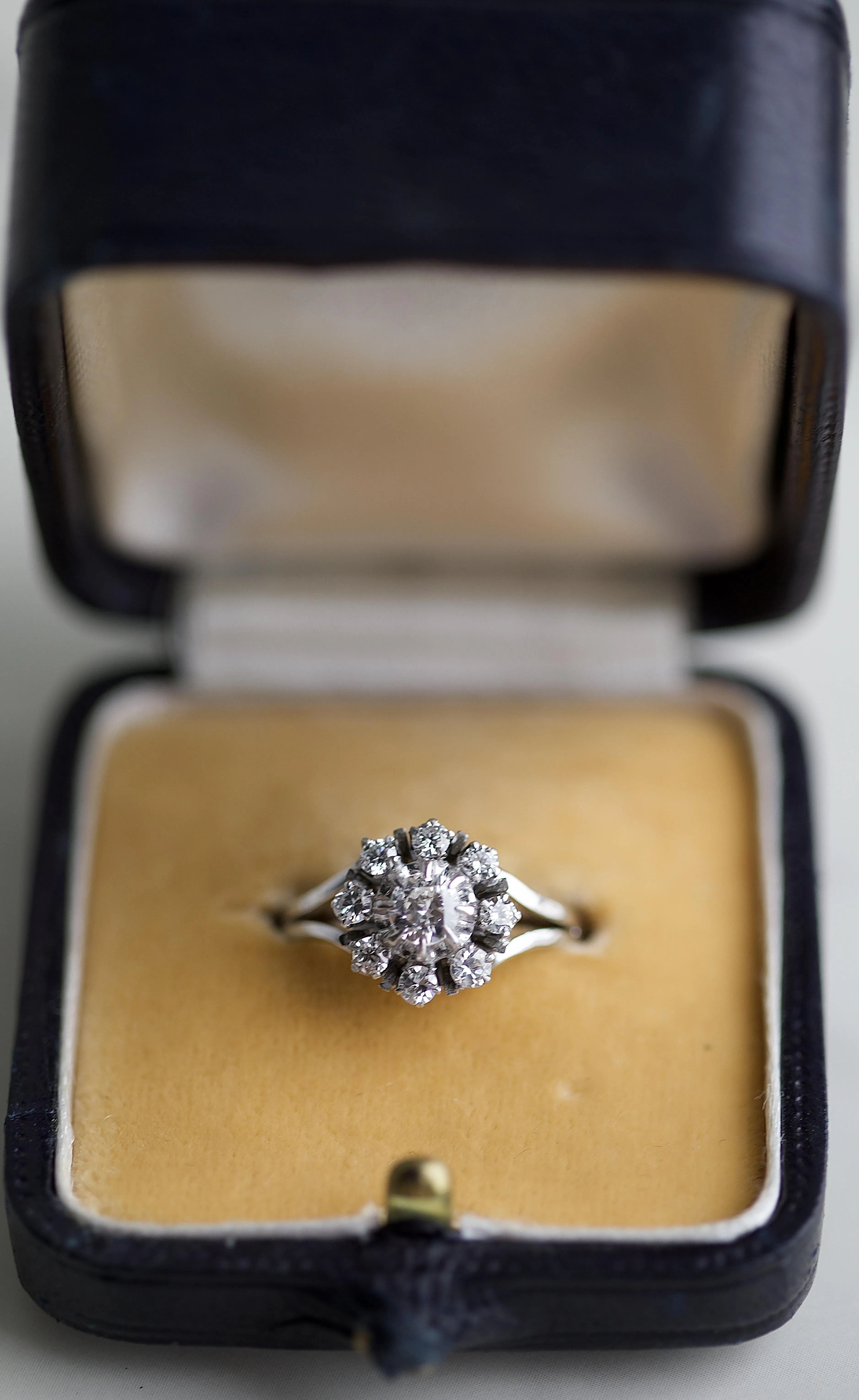 Vintage Diamond White Gold Cluster Ring