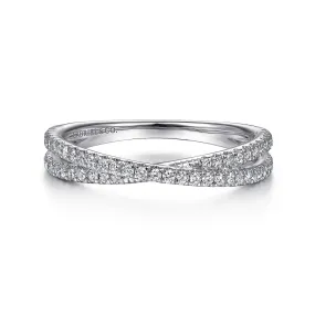 White Gold Diamond Criss Cross Ring, 0.30 cttw