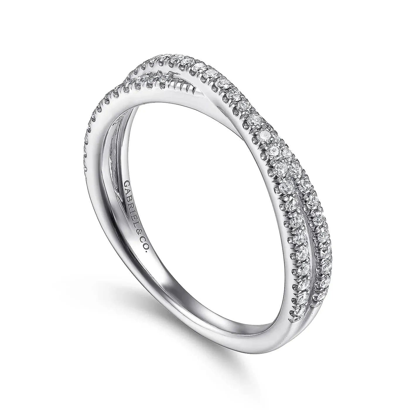 White Gold Diamond Criss Cross Ring, 0.30 cttw