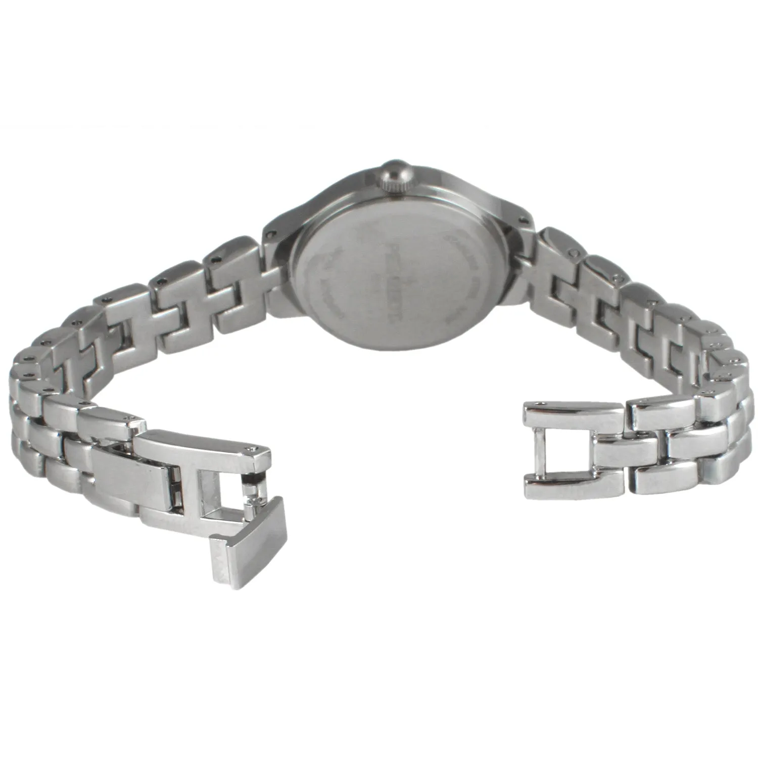 Women 22mm Round Silver Self-Adjust Link Bracelet Watch