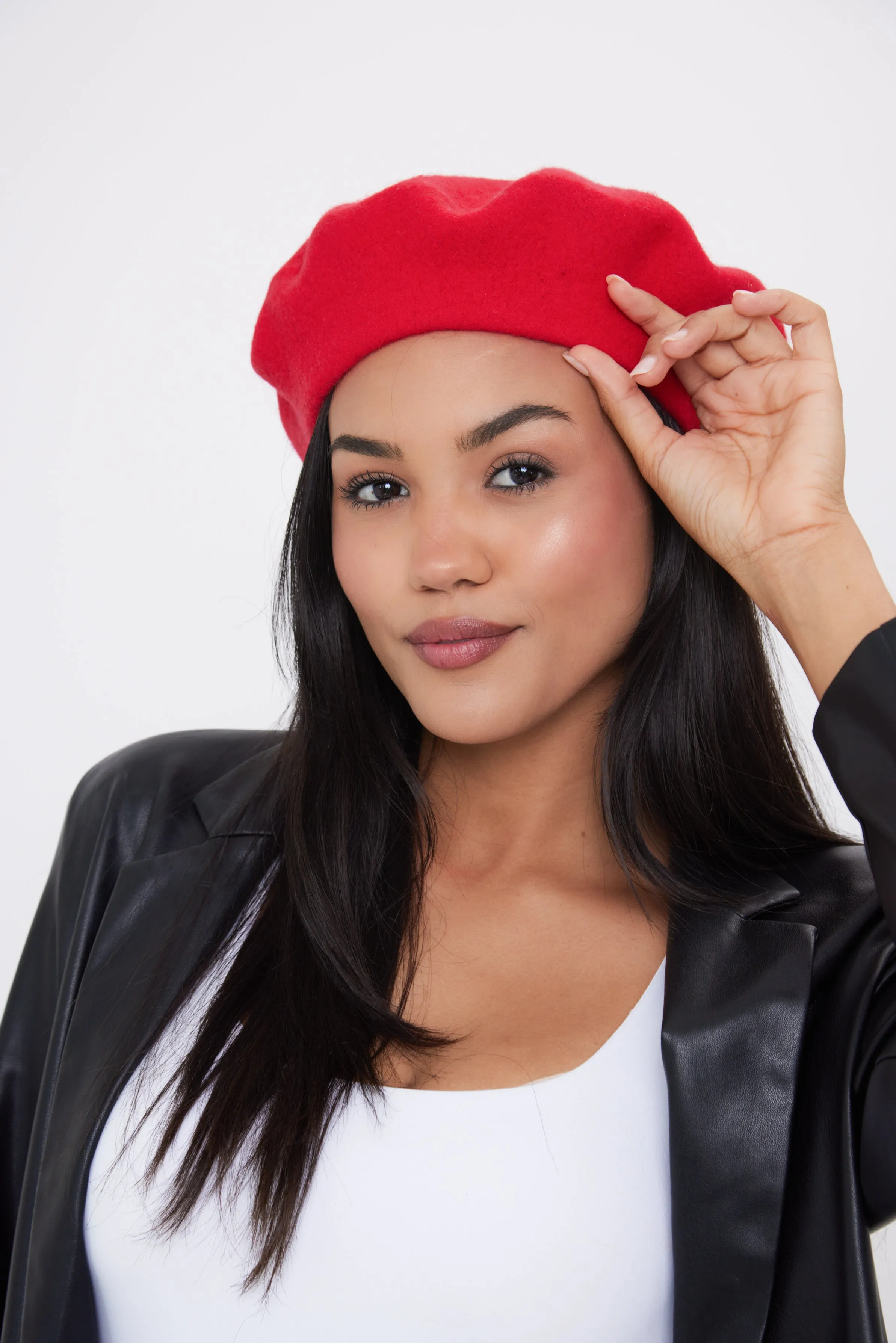 Wool Beret in Bright Red